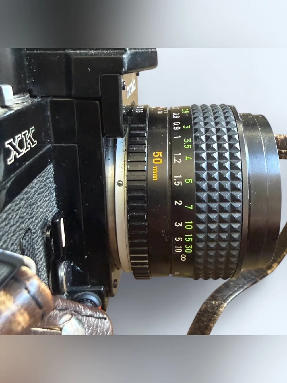 Minolta XK Film Camera w/ MC Rokkor 1:14 Lens & Leather Bag *Needs Repair*